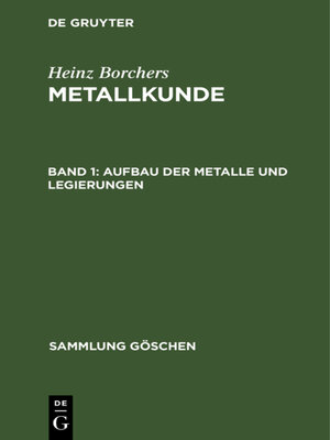 cover image of Aufbau der Metalle und Legierungen